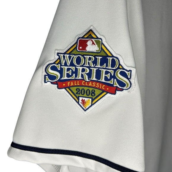 Majestic Tampa Bay Rays Baseball Jersey 2008 World Series Patch Mens Size XL - Picture 6 of 14